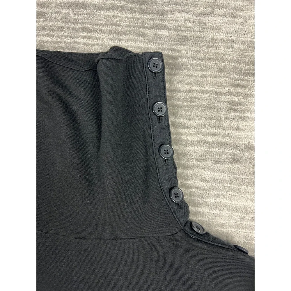 Time‎ and Tru Sweatshirt Womens S Black Funnel Neck Button Side Fleece Pullover